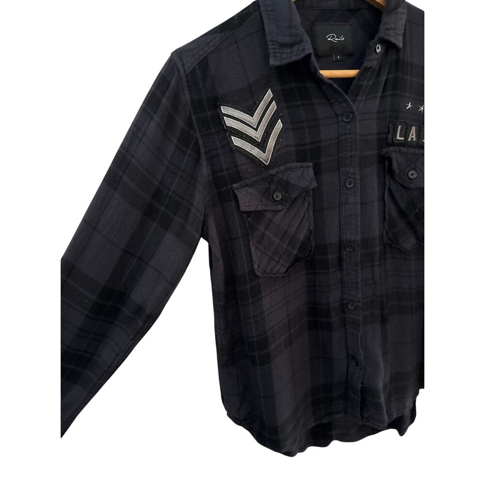 Rails Plaid Pepper Button Up Shirt Juniper Black Size Small - Picture 4 of 9